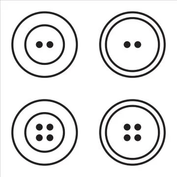 Clothes buttons icon set logotype. Vector isolated clothing buttons in outlin Stock Illustration