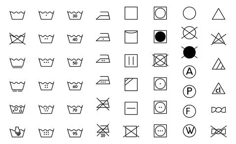 Clothes care icon set. Laundry black symbols black Stock Illustration