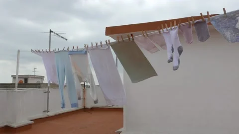 Clothes on a Clothes Line Stock Footage 132522696