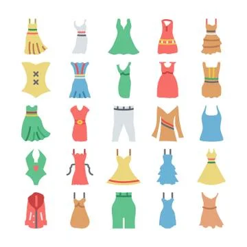 Clothes Colored Icons Stock Illustration