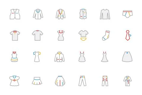Clothes Colored Icons Stock Illustration