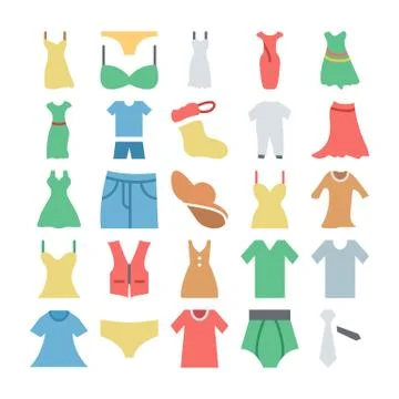 Clothes Colored Icons Set Stock Illustration