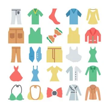 Clothes Colored Vector Icons Illustrazione stock