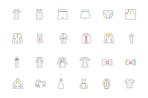 Clothes Colored Vector Icons Stock Illustration
