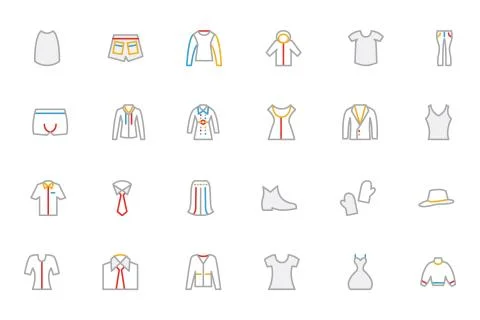 Clothes Colored Vector Icons Set Stock Illustration