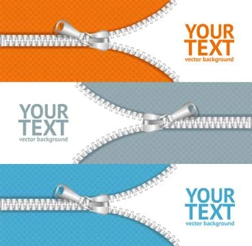 Clothes Colorful Zip Banner. Vector Stock Illustration