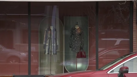 Clothes display at Louis Vuitton leather good store Stock Footage 84507253