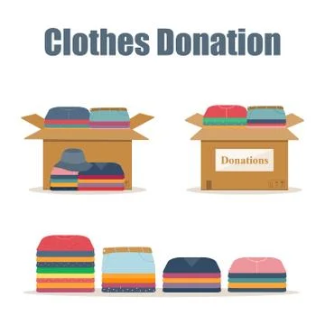 Clothes donation elements Stock Illustration