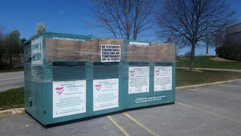 Clothes Drop Bins Closed Stock Photos