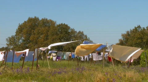 Clothes dry in the wind  Stock Footage 697140