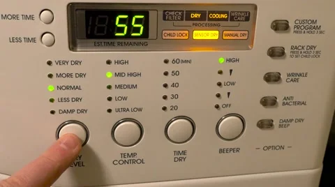 Clothes Dryer Controls Stock Footage 63742839