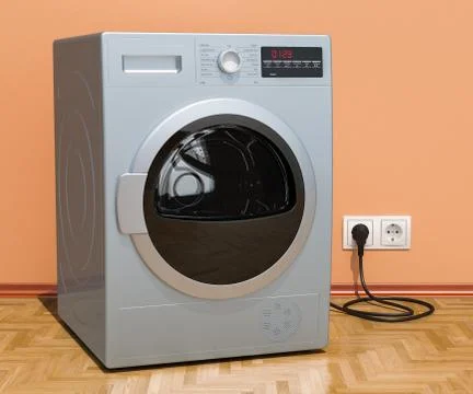 Clothes dryer in interior, 3D rendering Stock Illustration