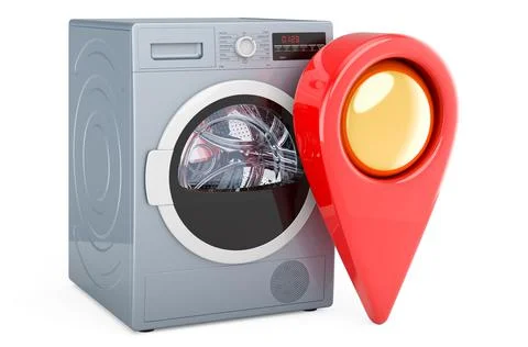 Clothes dryer with map pointer. 3D rendering Illustrazione stock