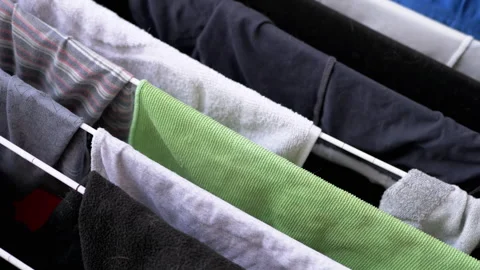 Clothes drying on clothes horse Stock Footage 312012013
