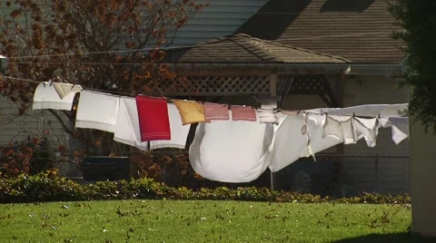 Clothes drying on clothesline Video stock 55570827