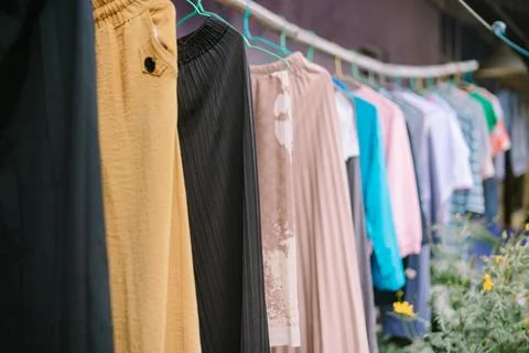 Clothes Drying on Clothesline Stock Photos