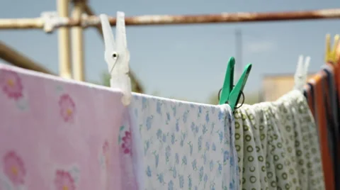 Clothes drying in the fresh air Stock Footage 63219514