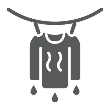 Clothes drying glyph icon, laundry and housekeeping, hanging clothes sign Stock Illustration