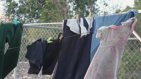 Clothes Drying on a Line in Tropical Daylight Stock Footage 327043232