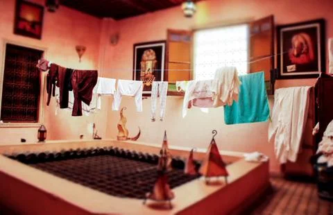 Clothes drying 库存照片
