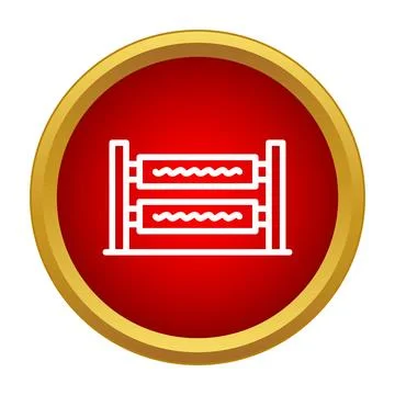 Clothes drying rack icon on a red button Stock Illustration