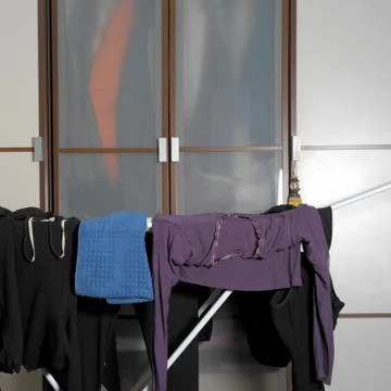 Clothes On Drying Rack 写真素材