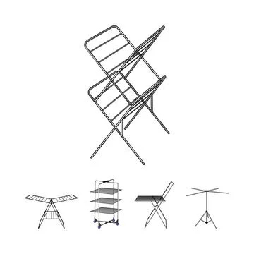 Clothes drying racks system illustration on white background Stock Illustration