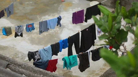 Clothes drying on the rope Stock Footage 62525095