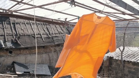 Clothes drying on the ropes Video stock 74746803
