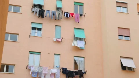 Clothes drying on the ropes Stock Footage 107563308