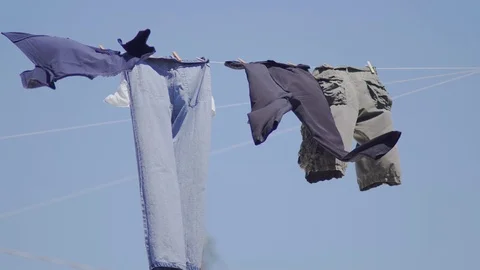 Clothes Drying In the Sun Stock Footage 80338859