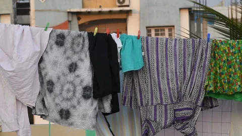 Clothes-drying-terrace-india Stock Footage 86743543