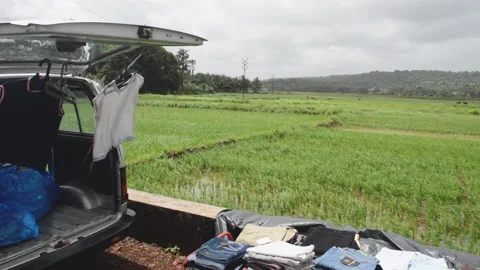 Clothes at field Stock Footage 159789542