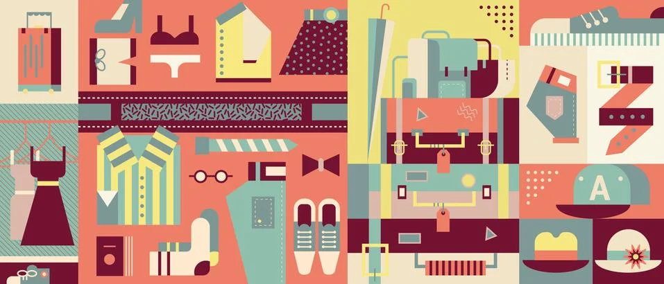 Clothes flat abstract background 스톡 일러스트