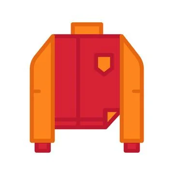 Clothes Flat Color Autumn Jacket Pictogram 스톡 일러스트