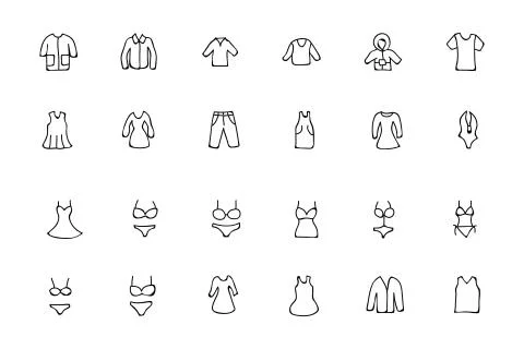 Clothes Hand Drawn Icons Illustrazione stock