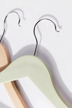 Clothes Hanger Hooks Close Up Minimal Pastel Composition Foto stock