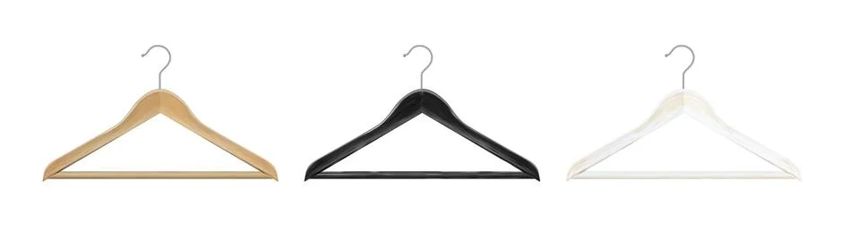 Clothes hanger isolated on white background. Wooden hanger Realistic vector Stockillustratie