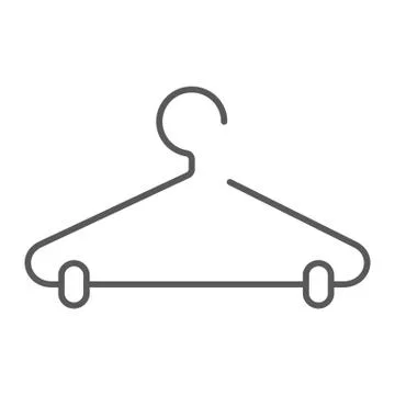 Clothes hanger thin line icon, laundry and wardrobe, rack sign, vector graphics Stock Illustration