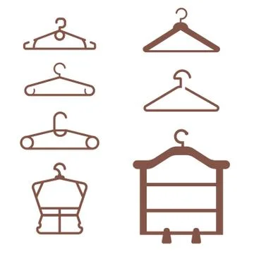 Clothes hanger vector icons set. Regular and specialized . Stock Illustration