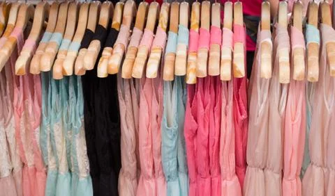 Clothes in hangers Stock Photos