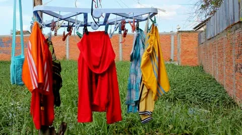 Clothes Hanging in Field Video stock 12169162