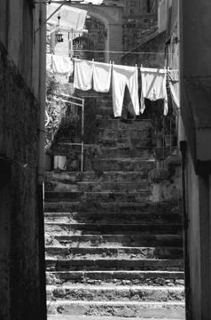 Clothes hanging Stock-Fotos