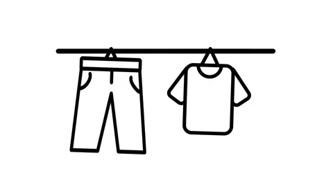 Clothes Hanging on Rail Icon Stock Footage 335576292