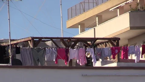 Clothes Hanging On A Rope Stock Footage 71973047