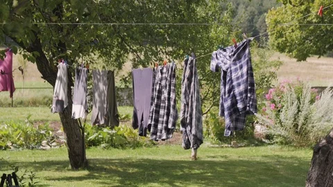 Clothes hanging on the rope Stock Footage 85703387