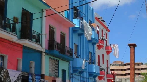Clothes Hanging from Window Drying. Drying Clothes on a Sunny day, Handing from Stock Footage 58912846