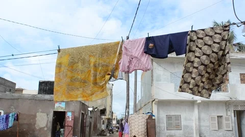 Clothes hung, spread out laundry to dry Stock Footage 40391418