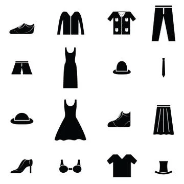 Clothes icon set Illustrazione stock