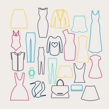 Clothes icon vector set, Stock Illustration